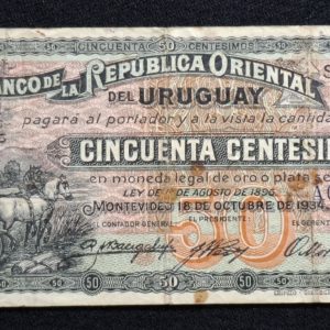 Uruguay - 1934 - 50 Centésimos - Banco República - Serie I -A0020635 - ##