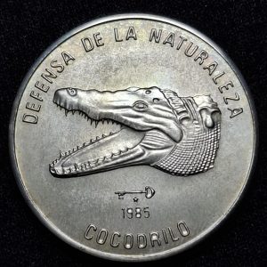 Cuba - 1985 - 1 Peso - Conservación de la vida silvestre - Cocodrilo cubano / cabeza / Cuproníquel, 11.5g, ø 30mm KM# 124 - Unc - ##