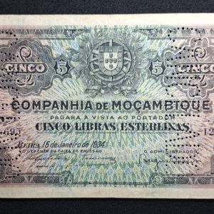Mozambique - 1934 - 5 Libras - Troquelado : CANCELADO