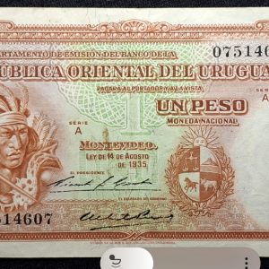 Uruguay - 1935 - Banco República - 1 Peso - CR# 9.III.4 - Rareza 2 -