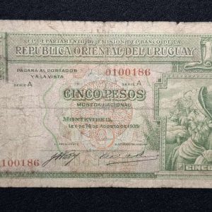 Uruguay - 1935 - Banco República - 5 Pesos - CR# 9.IV.1