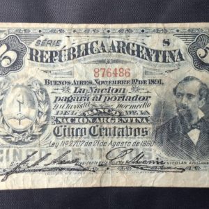 Argentina - 1891 - 5 Centavos  - F