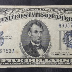 EE.UU.AA. - 1934 - 5 Dólares - Sello Azul - VF