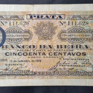 Mozambique - 1919 - 50 Centavos - Banco da Beira - VF