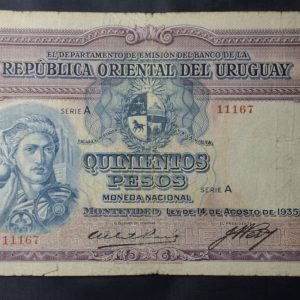 Uruguay - 1935 - 500 Pesos - 9.VIII.1 - No común - VF