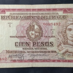 Uruguay - 1939 - 100 Pesos - C.R.# 10.VII.11 - VF