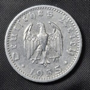 Alemania - 1935 F - 50 Pfennig - Tercer Reich - Época Nazi - Aluminio - VF