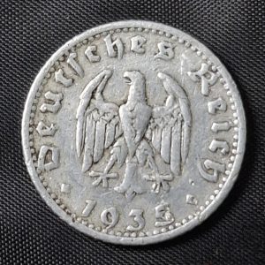 Alemania - 1935 D - 50 Pfennig - Tercer Reich - Época Nazi - Aluminio - VF