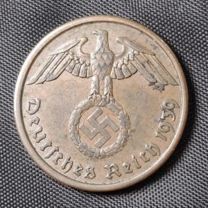 Alemania - 1939 D - 1 Pfennig - Tercer Reich - Época Nazi - Cobre - VF