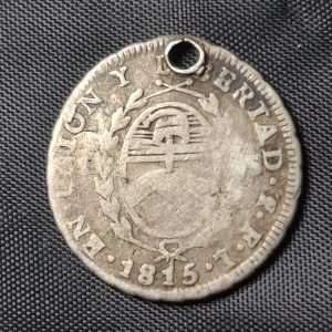 Argentina - 1815 - 1 Sol - Km#11 - Muy rara - Perforado - Plata - VG