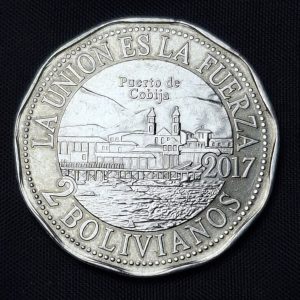 Bolivia – 2017 – 2 Bolivianos – Puerto de Cobija – Acero – Unc