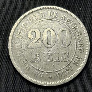 Brasil - 1880 - 200 Reis - Níquel - F