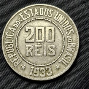 Brasil - 1933 - 200 Reis - Escasa - Níquel - VF