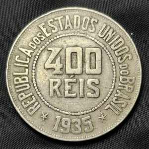 Brasil - 1935 - 400 Reis - Escasa - Níquel - VF