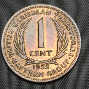 Caribe del Este – 1955 – 1 Cent – Km#2 – Cobre – XF