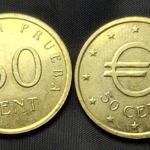 España - 1998 - 2D - Prueba de Euro - 50 Cent - Acuñada en la Casa de la Moneda y Timbre - Cobre - Unc