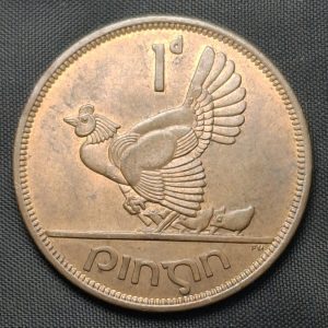 Irlanda – 1966 – 1 Penny – Km# 11 – Cobre – Unc