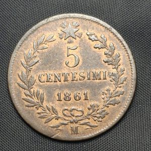 Italia – 1861 – M - 5 Centésimi – Bronce – VF