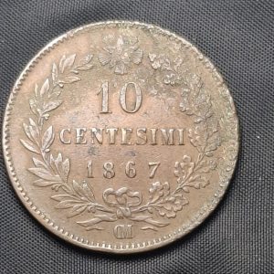 Italia - 1867 - OM - 10 Centesimi - Bronce - VF