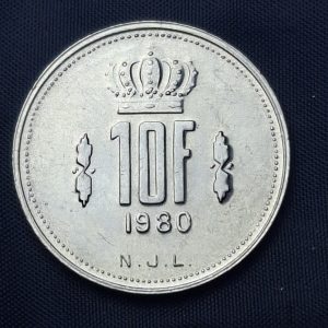 Luxemburgo - 1980 - 10 Francos - Km# 57 - Níquel - XF