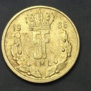 Luxemburgo - 1986 - 5 Francos - Km# 60 - Bronce - Au