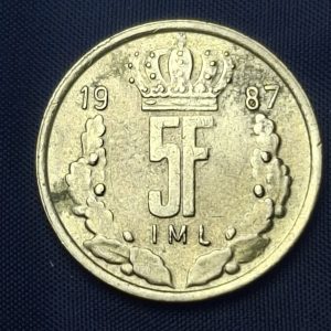 Luxemburgo - 1987 - 5 Francos - Km# 60.1 - Bronce - Unc