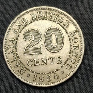 Malaya y Borneo - 1954 - 20 Cents - Km# 3 - Níquel - Unc
