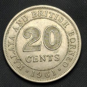 Malaya y Borneo - 1961 - 20 Cents - Km# 3 - Níquel - Unc