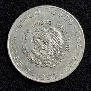 México - 1957 - 5 Pesos - Km# 469 - Plata - XF
