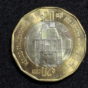 México - 2021 - 20 Pesos - 500 Anv. Sitio de Tenochtitlán - Bimetal - BU