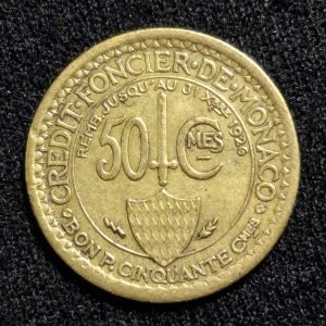 Mónaco - 1924 - 50 Centimes - Bronce - XF