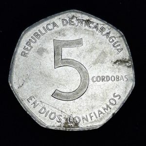 Nicaragua – 1984 – 5 Córdobas – Km# 44a – Acero – XF
