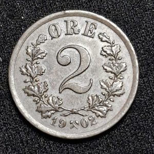 Noruega - 1902 - 2 Ore - Cobre - XF
