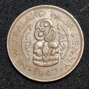 Nueva Zelanda - 1947 - 1/2 Penny – Km# 12 - Cobre - XF