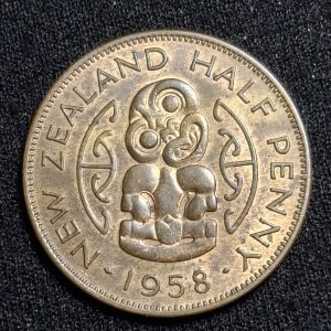 Nueva Zelanda – 1958 – 1/2 Penny – Km# 23.1 – Cobre – AU