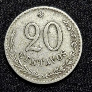 Paraguay - 1900 - 20 Centavos - Km# 8 - Níquel - VF