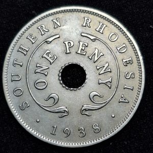 Rodesia del Sur - 1938 - 1 Penny - Km# 8 - Níquel - XF