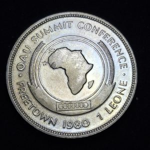 Sierra Leona - 1980 - 1 Leone - Km# 36 - Conferencia Unidad de Africa - Muy escasa - Níquel - Unc