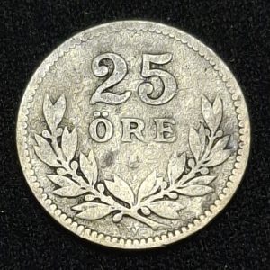 Suecia – 1914 – 25 Ore - Km# 785 – Plata – F