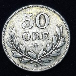 Suecia – 1939 – 50 Ore - Km#788 – Plata – VF