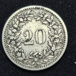 Suiza - 1884 - 20 Rappen - Níquel - VF