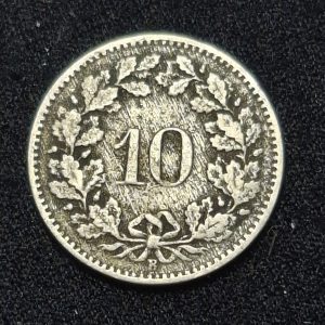 Suiza - 1884 - 10 Rappen - Níquel - VF