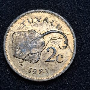 Tuvalu – 1981 – 2 Cents – Km# 2 – País Exótico – Pocas acuñadas – Bronce – Unc