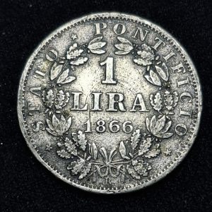 Vaticano - 1866 - 1 Lira - Km# 1377 - Plata - F/VF