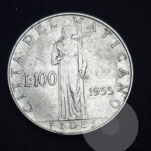 Vaticano – 1955 – 100 Liras – Km# 55 – Acero - XF