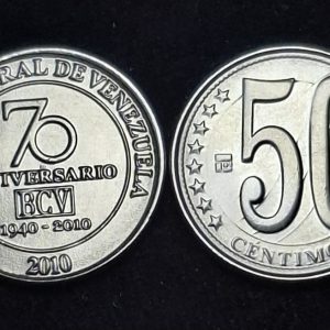 Venezuela - 2010 - 50 Céntimos - 75 Aniversario B.C.V. - Acero - BU
