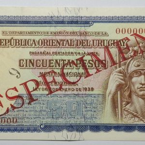 Uruguay - 1939 - 50 Pesos - Serie A - ESPÉCIMEN - Extremadamente RARO -