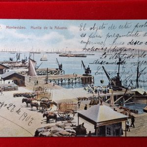 Postal - Uruguay - 1907 - Montevideo - Muelle de la Aduana - Editor: Carluccio