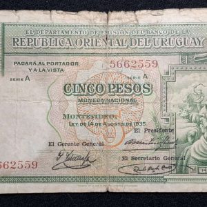 Uruguay - 1935 - 5 Pesos - CR#9.IV.8 - F