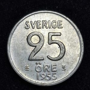 Suecia – 1955 – 25 Ore – Km# 824 - Plata - Unc